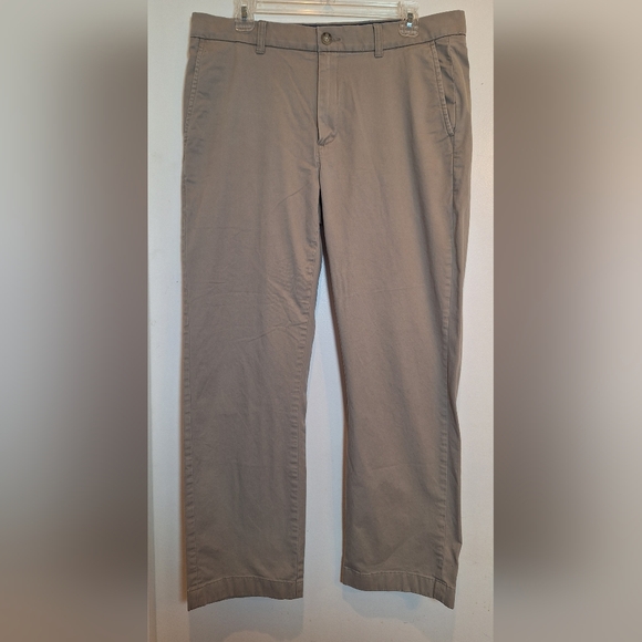 ROWM Mens Chino Size 36X28(36X30 Tag) Beige Flat Front Casual Pants with Pockets - Picture 1 of 5